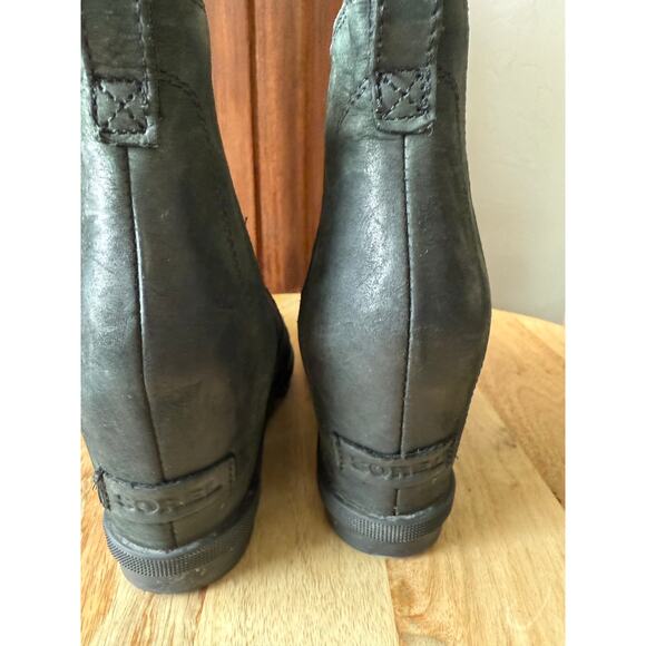 Sorel Joan Of Arctic Wedge II Chelsea Booties, Black, Leather, Women’s size 10 - Picture 6 of 9
